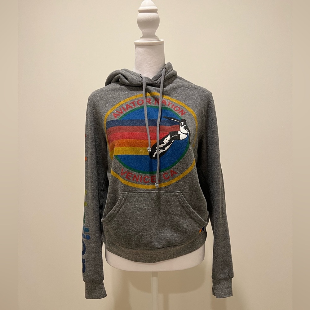 AVIATOR NATION PULLOVER HOODIE HEATHER GREY
